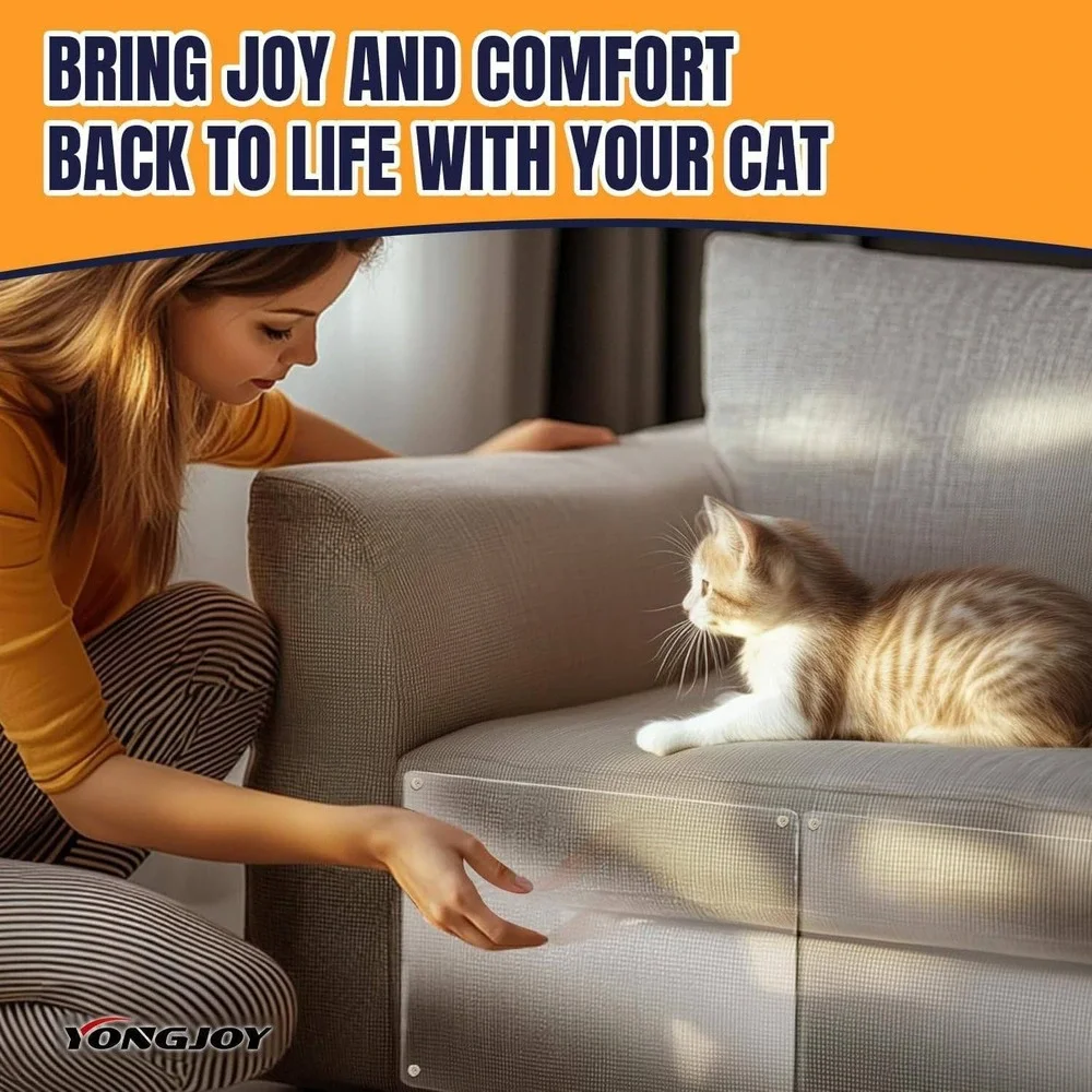 12 Pack Cat Scratch Furniture Protector – Clear Couch Protector from Cat Claws